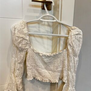 Reverse Cream Smocked Blouse